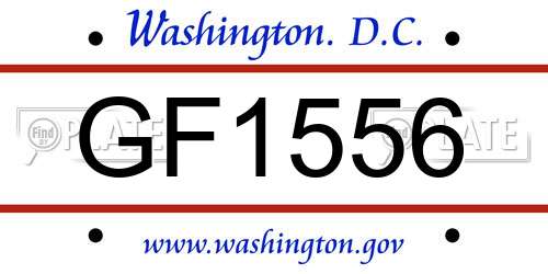 GF1556 District Of Columbia License Plate