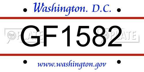 GF1582 District Of Columbia License Plate