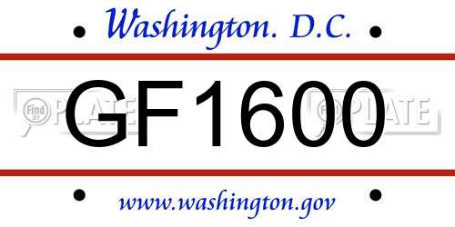 GF1600 District Of Columbia License Plate