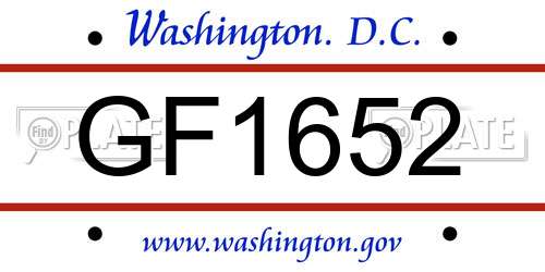 GF1652 District Of Columbia License Plate