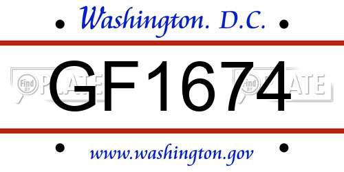 GF1674 District Of Columbia License Plate