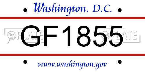 GF1855 District Of Columbia License Plate