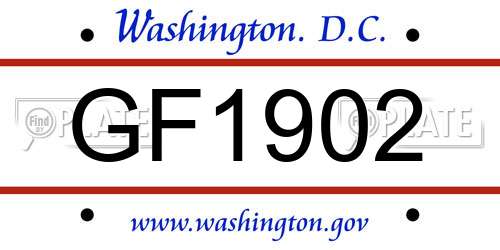 GF1902 District Of Columbia License Plate