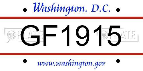 GF1915 District Of Columbia License Plate