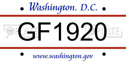 GF1920 District Of Columbia License Plate