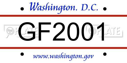 GF2001 District Of Columbia License Plate