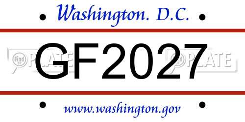 GF2027 District Of Columbia License Plate