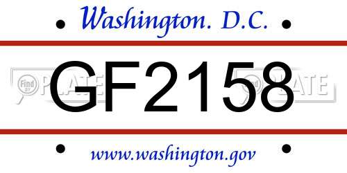 GF2158 District Of Columbia License Plate