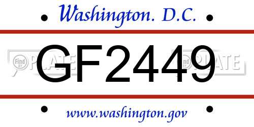 GF2449 District Of Columbia License Plate
