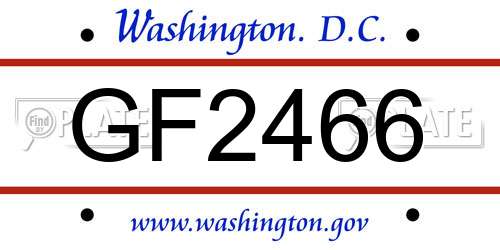 GF2466 District Of Columbia License Plate