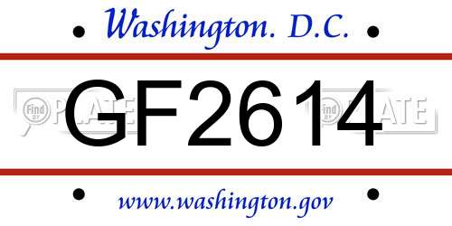 GF2614 District Of Columbia License Plate