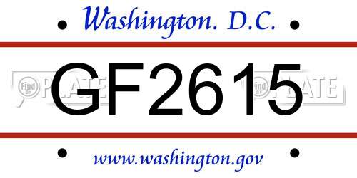 GF2615 District Of Columbia License Plate