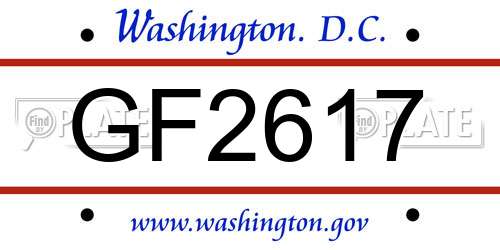 GF2617 District Of Columbia License Plate