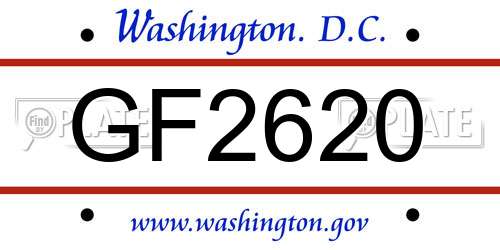 GF2620 District Of Columbia License Plate