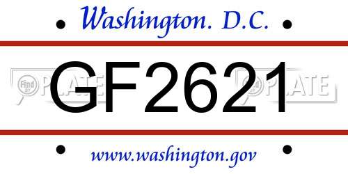 GF2621 District Of Columbia License Plate