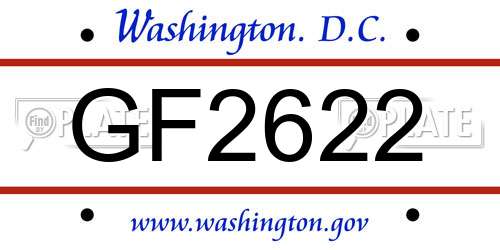 GF2622 District Of Columbia License Plate
