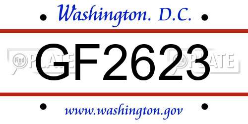 GF2623 District Of Columbia License Plate