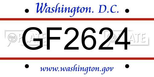 GF2624 District Of Columbia License Plate