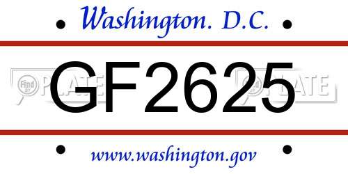 GF2625 District Of Columbia License Plate