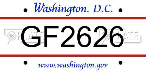 GF2626 District Of Columbia License Plate