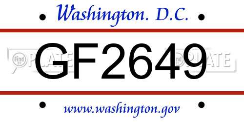 GF2649 District Of Columbia License Plate
