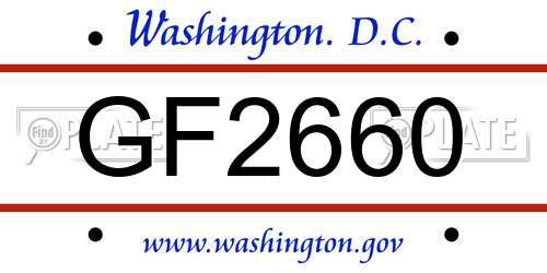 GF2660 District Of Columbia License Plate