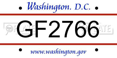 GF2766 District Of Columbia License Plate
