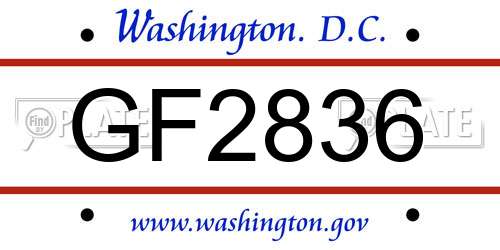 GF2836 District Of Columbia License Plate