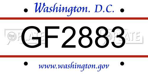 GF2883 District Of Columbia License Plate