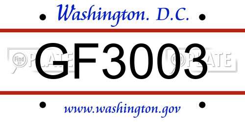 GF3003 District Of Columbia License Plate