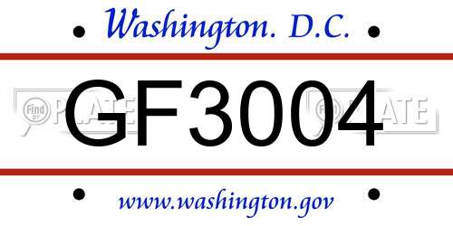 GF3004 District Of Columbia License Plate
