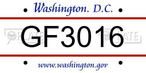 GF3016 District Of Columbia License Plate