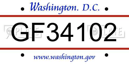 GF34102 District Of Columbia License Plate