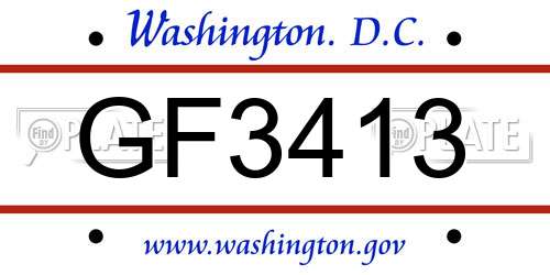 GF3413 District Of Columbia License Plate