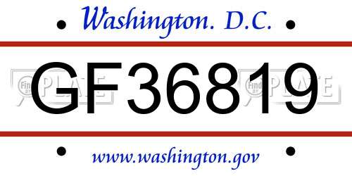 GF36819 District Of Columbia License Plate