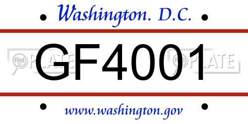GF4001 District Of Columbia License Plate