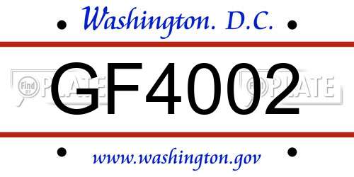 GF4002 District Of Columbia License Plate