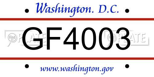 GF4003 District Of Columbia License Plate