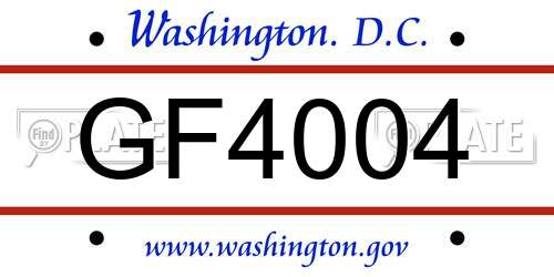 GF4004 District Of Columbia License Plate