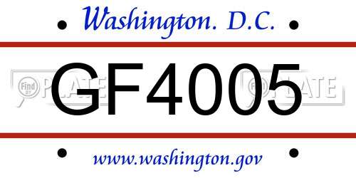GF4005 District Of Columbia License Plate
