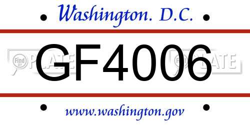 GF4006 District Of Columbia License Plate