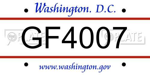 GF4007 District Of Columbia License Plate