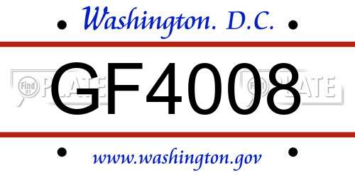 GF4008 District Of Columbia License Plate