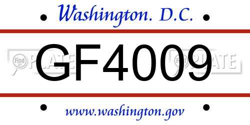 GF4009 District Of Columbia License Plate
