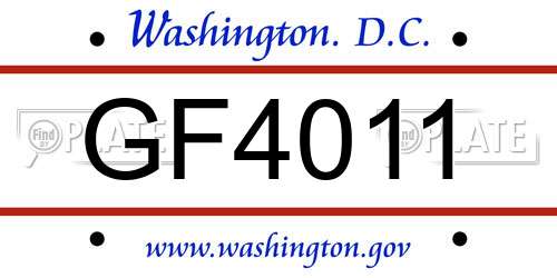 GF4011 District Of Columbia License Plate