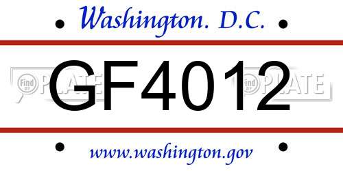 GF4012 District Of Columbia License Plate