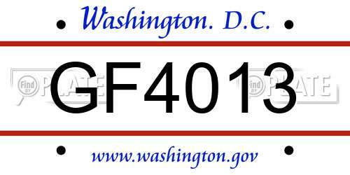GF4013 District Of Columbia License Plate