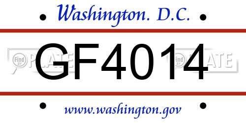 GF4014 District Of Columbia License Plate