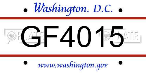 GF4015 District Of Columbia License Plate