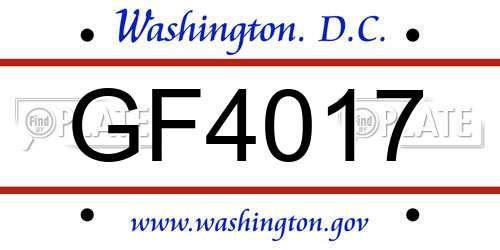 GF4017 District Of Columbia License Plate
